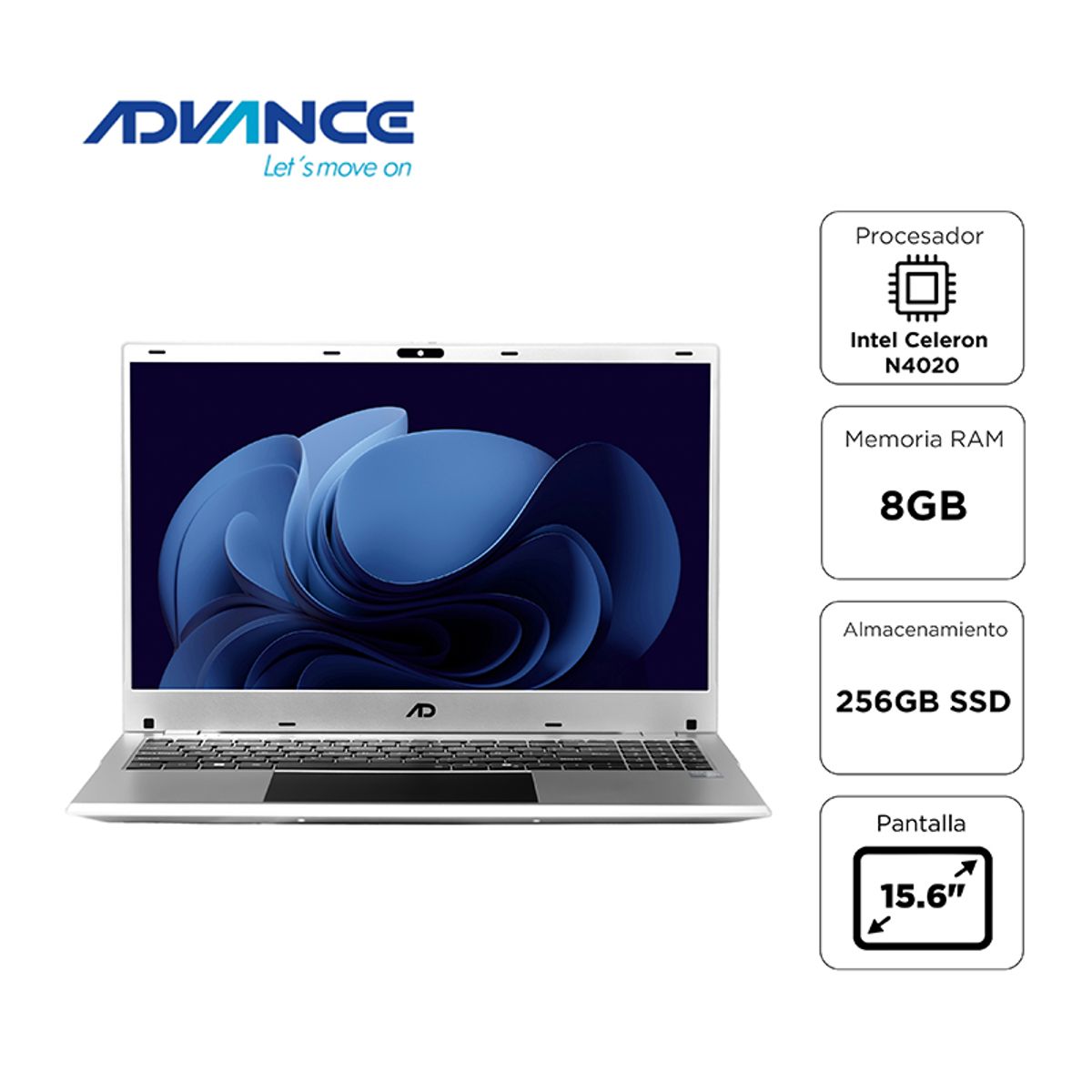 ADVANCE - Notebook Advance NV9855 156 Celeron N4020 110 GHz 8GB RAM 256GB SSD SIN SISTEMA OPERATIVO