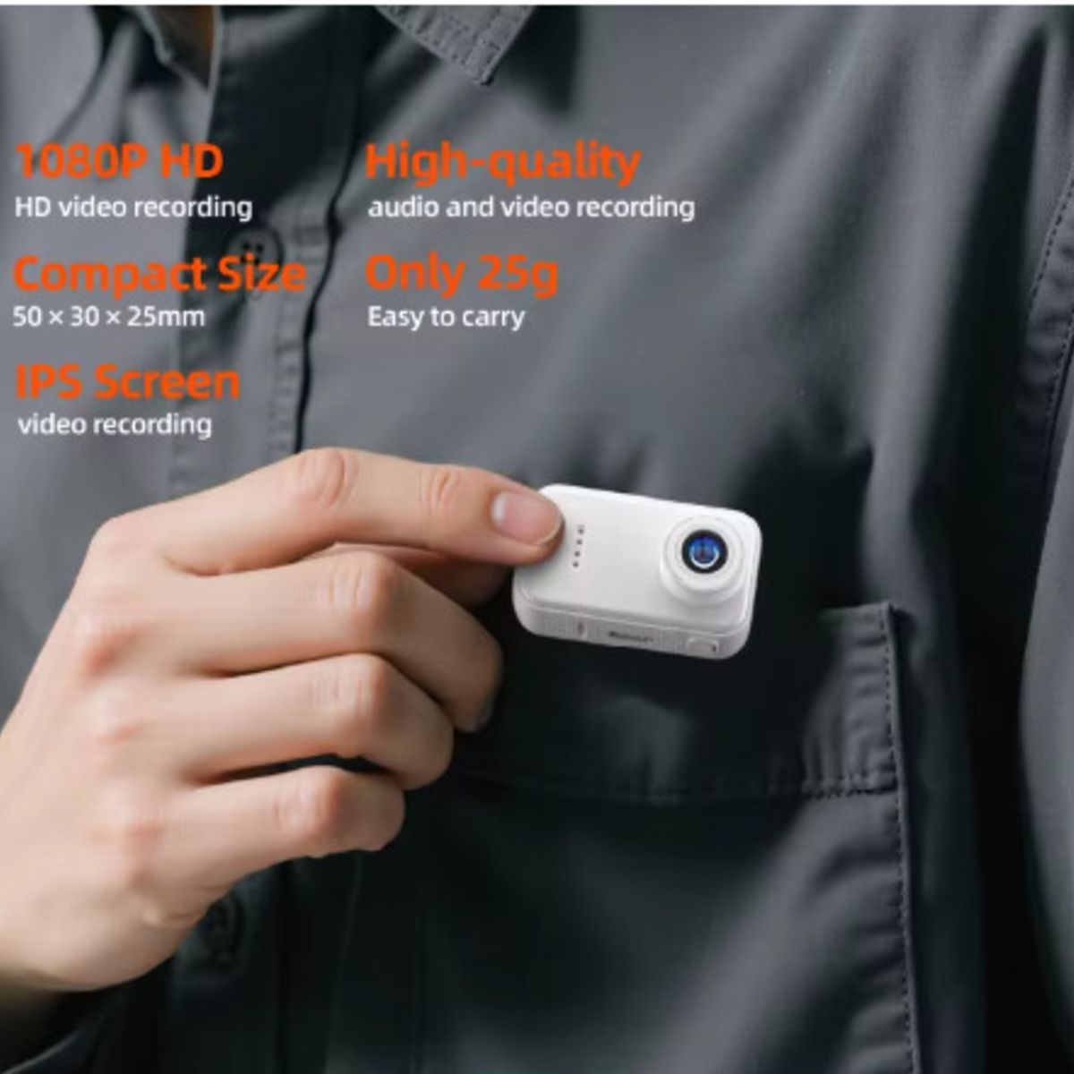 GENERICO - Cámara Deportiva Imantada POV Portátil con Pantalla integrada con collar