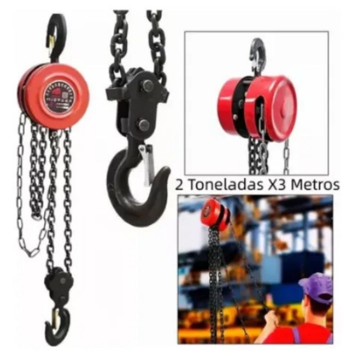 QUICK - Tecle Manual Con Cadena 2 Toneladas X3 Metros