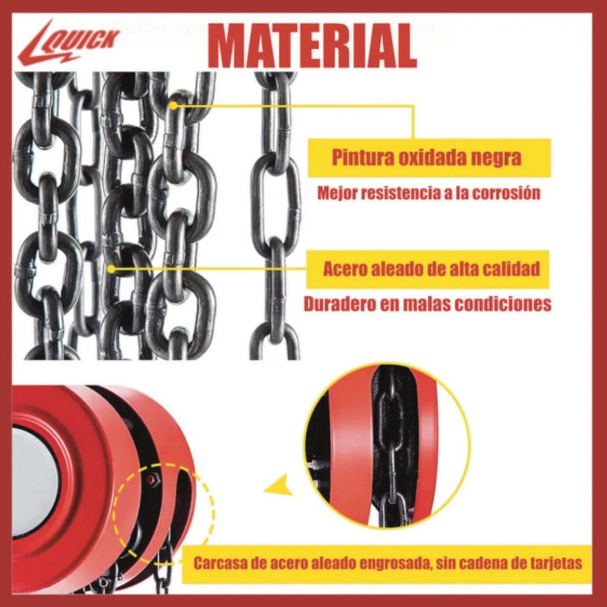 QUICK - Tecle Manual Con Cadena 2 Toneladas X3 Metros