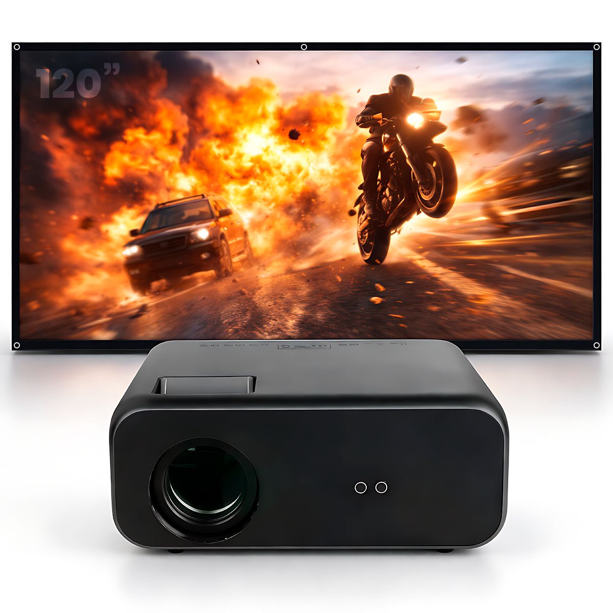 OWLENZ - Proyector Smart Owlenz SD550 Enfoque Manual + Ecran 120 Pulgadas Blanco