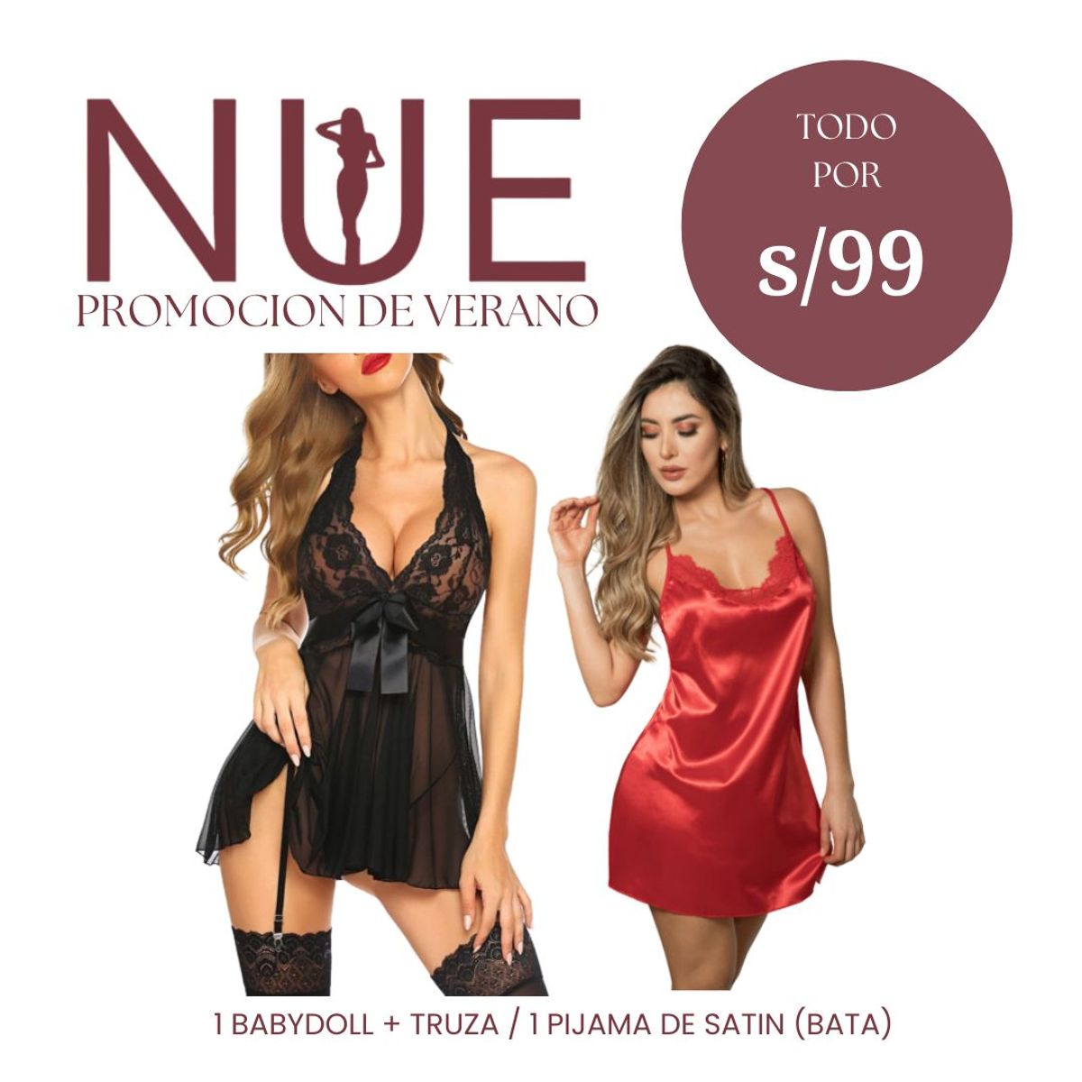 GENERICO - PROMOCION VESTIDO DE SATIN Y BABBYDOLL