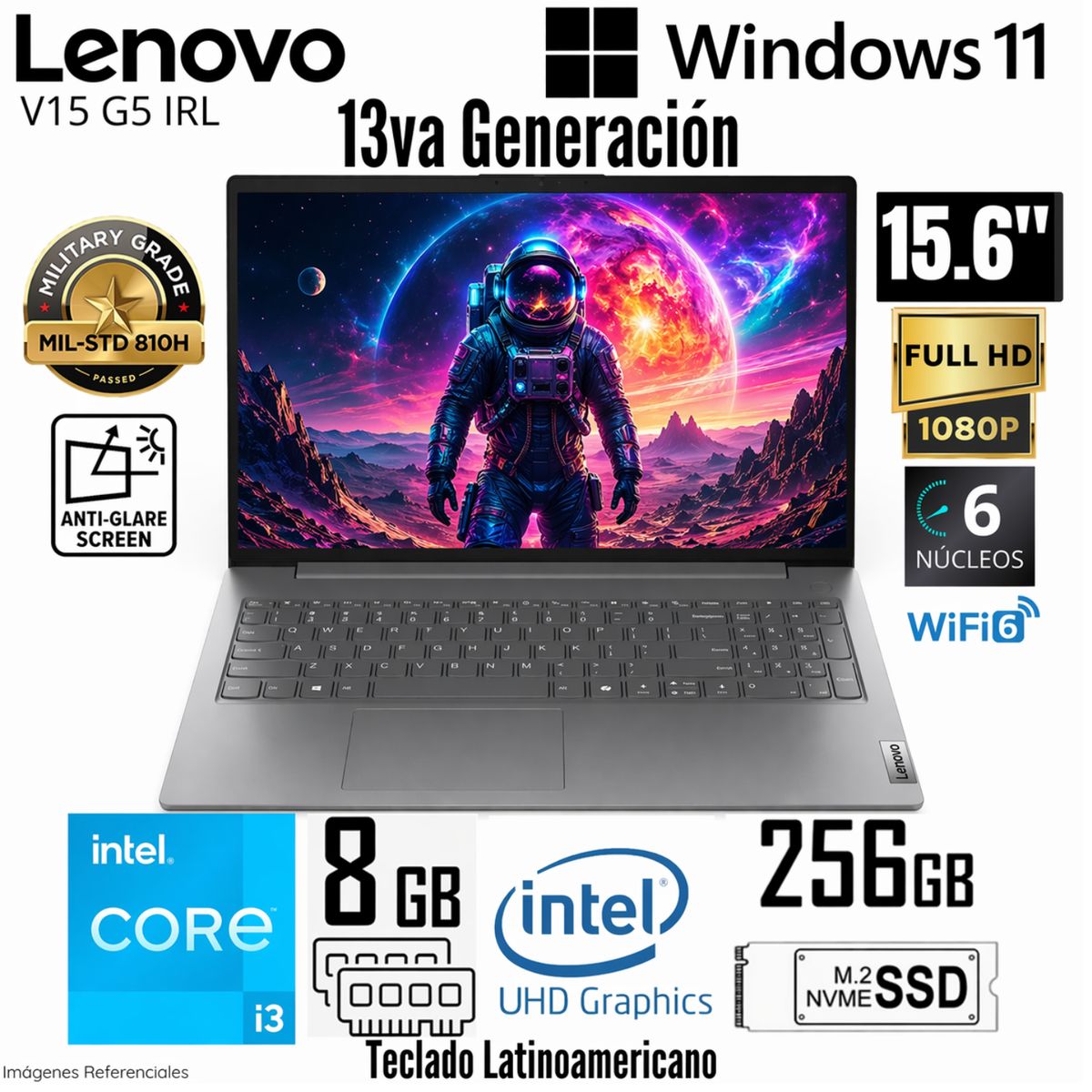 LENOVO - Laptop Lenovo V15 G5 IRL Intel Core i3-1315U 8Gb Ram 256Gb SSD 156 FHD - 83GW005NLD