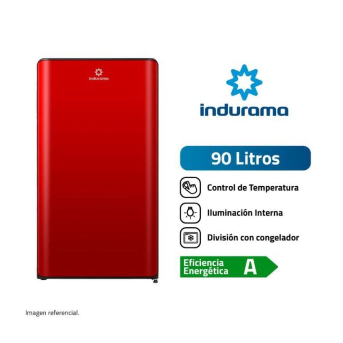 INDURAMA - Frigobar Indurama RI-109R 90L Rojo con Sistema Defrost y Control de Temperatura