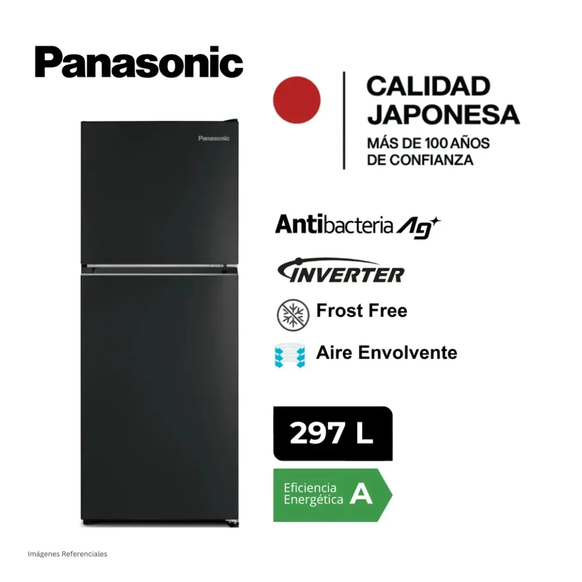 PANASONIC - Refrigeradora Panasonic 297 Lt Top Freezer No Frost - NR-BT32PV1BD