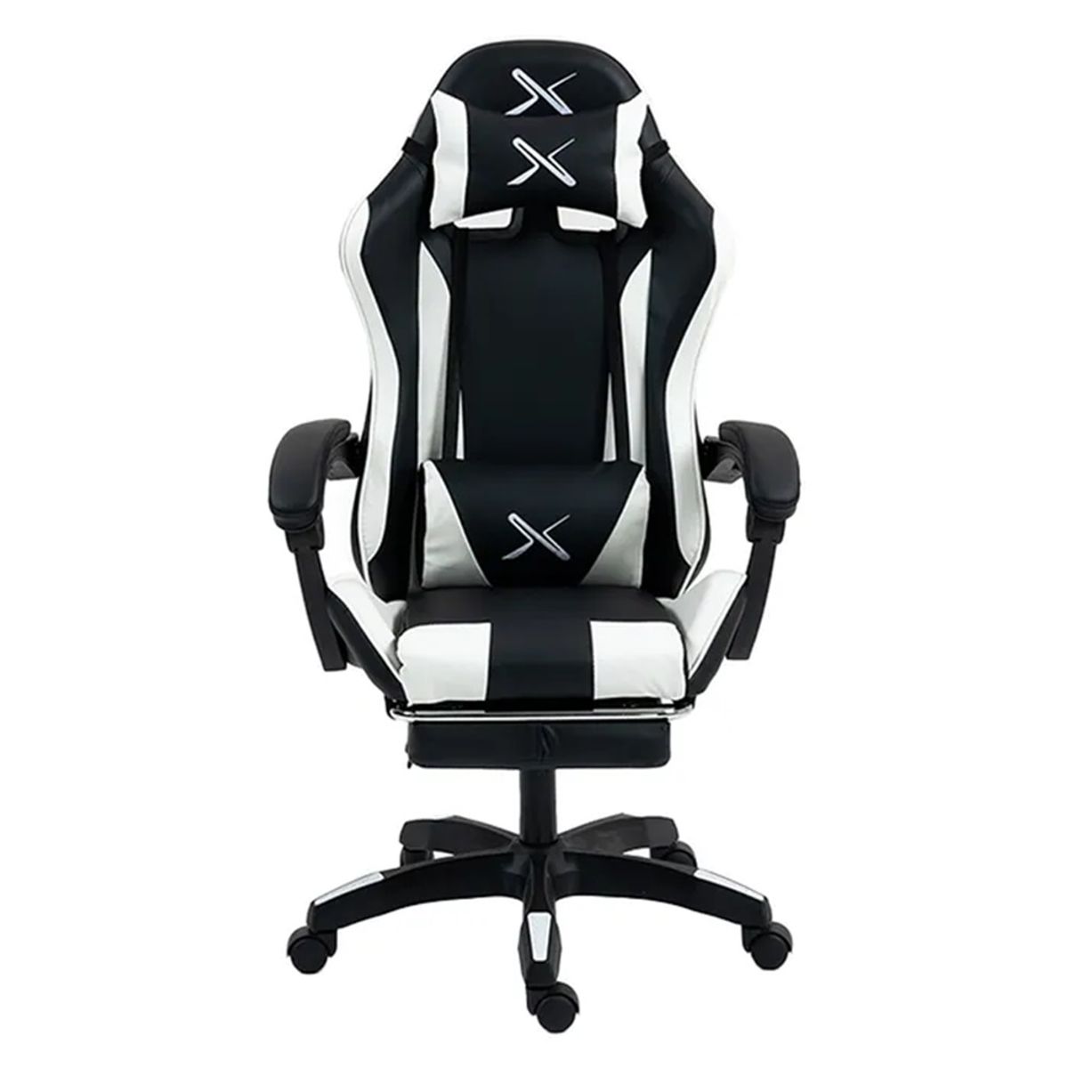 GENERICO - Silla Gamer Lyzor con Posapiés SGBWTWN135A NEGRO CON BLANCO
