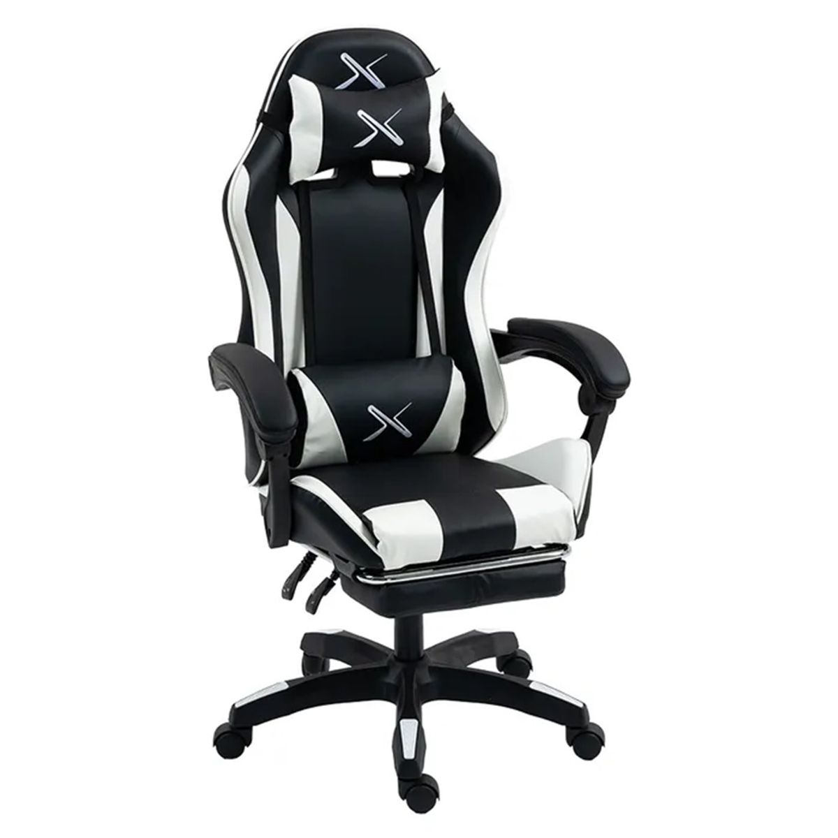 GENERICO - Silla Gamer Lyzor con Posapiés SGBWTWN135A NEGRO CON BLANCO