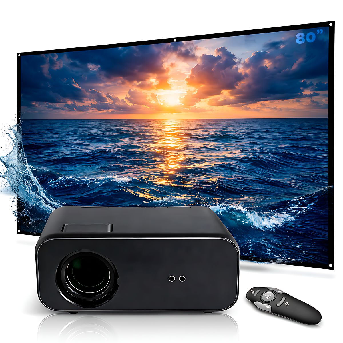 OWLENZ - Proyector Smart Owlenz SD550 Enfoque Manual + Ecran 80 Pulgadas + Puntero Láser