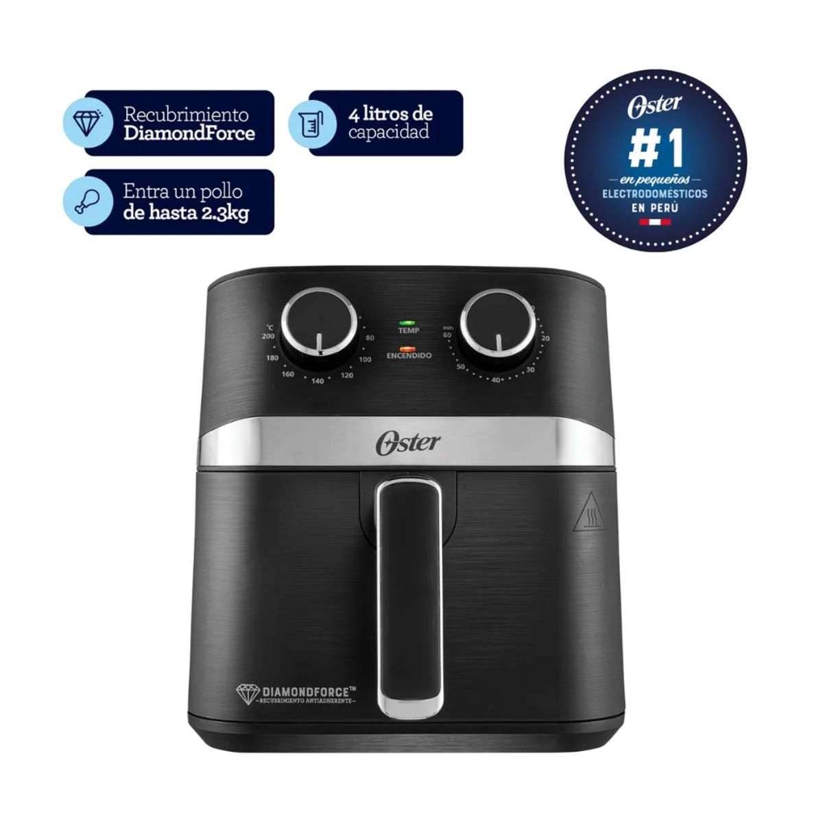 OSTER - Freidora de Aire Manual 4L  Oster Negro - CKSTAF401MDF