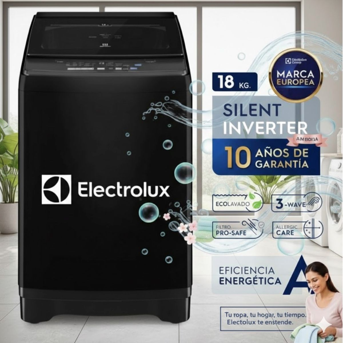 ELECTROLUX - EWIP18F2XSWB - Lavadora Inverter 185Kg Negro Electrolux