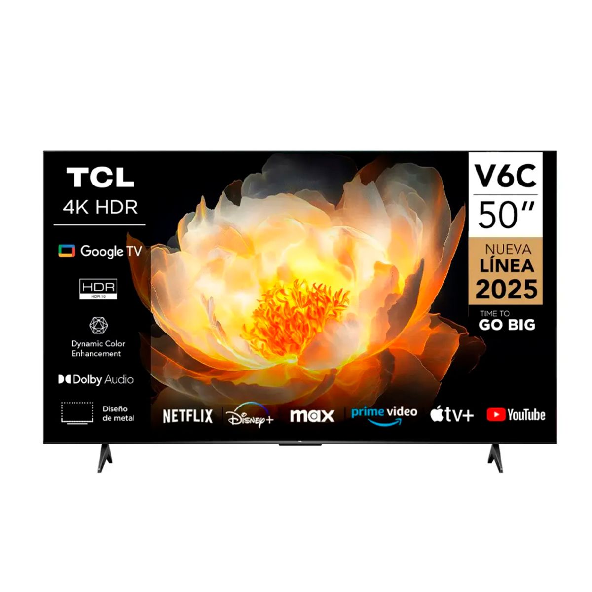 TCL - Televisor TCL Smart UHD 4K 50 Google TV 50V6C Nuevo Modelo - Negro
