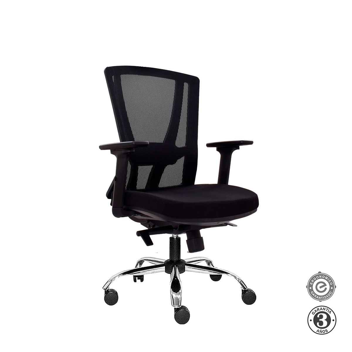 ALTHEA CONFORT - Silla Ergonómica Winner Gerente Brazos 3D Cromado Negro Althea Confort