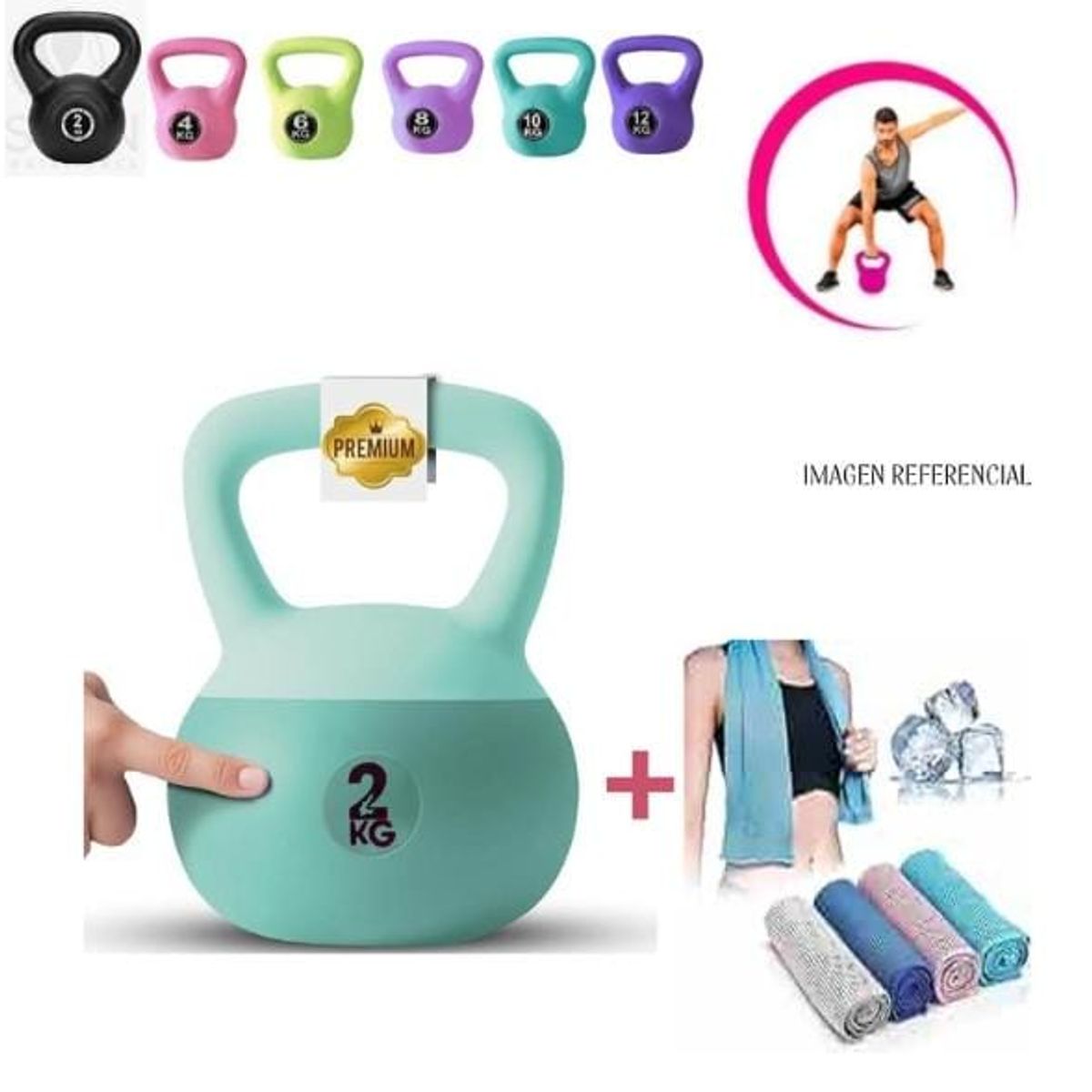 GENERICO - Pack 1 Pesa rusa 2kg + 2 Toallas Refrigerante