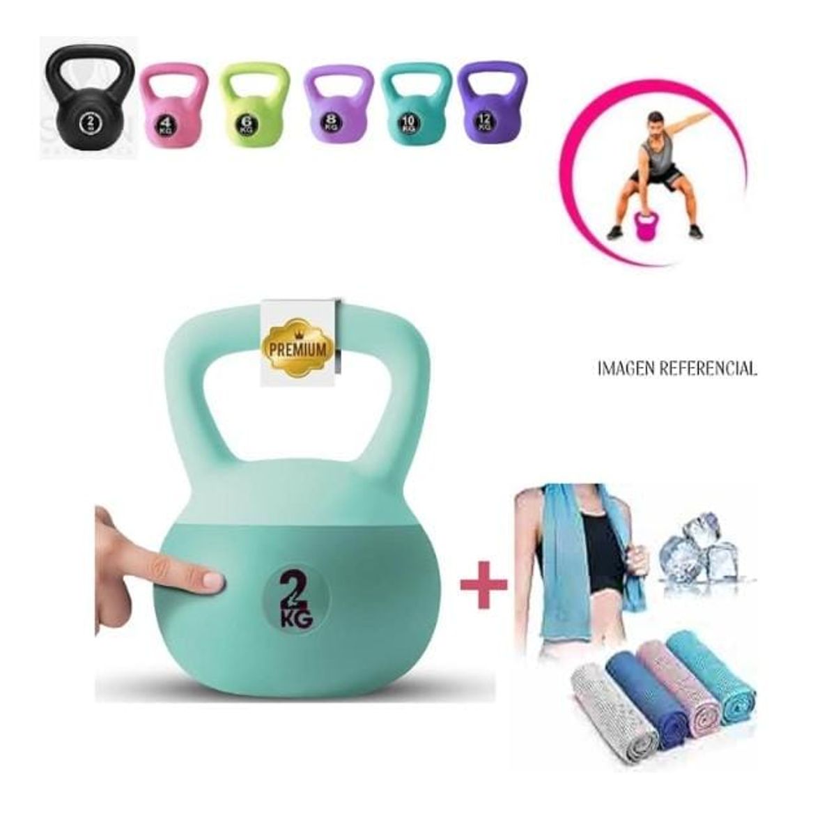 GENERICO - Pack 1 Pesa rusa 2kg + 2 Toallas Refrigerante