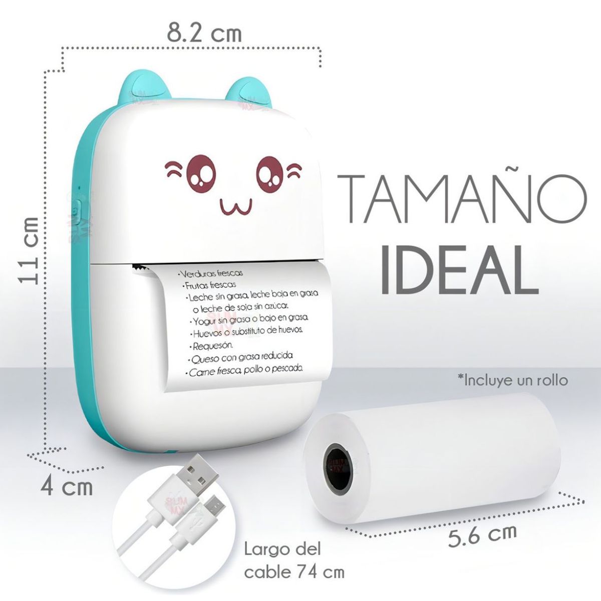 GENERICO - Mini Impresora Termica Portatil Inalambrica Recargable Color celeste
