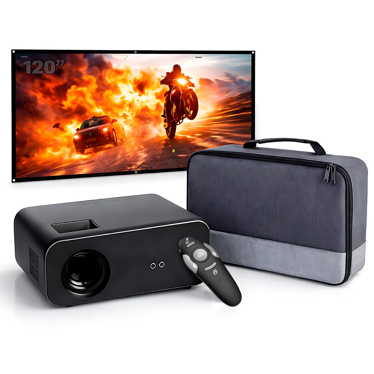 OWLENZ - Proyector Smart SD550 Enfoque Manual + Ecran 120 Pulgadas + Puntero Láser + Bolso de Transporte