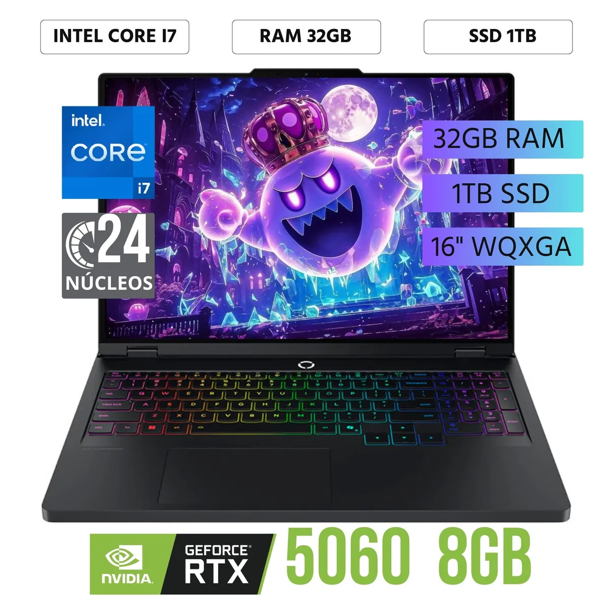 LENOVO - Laptop Lenovo Legion Pro 5 16IRX10 Intel Core i9 14900HX Ram 32Gb SSD 1Tb RTX 5060 8Gb FreeDos.