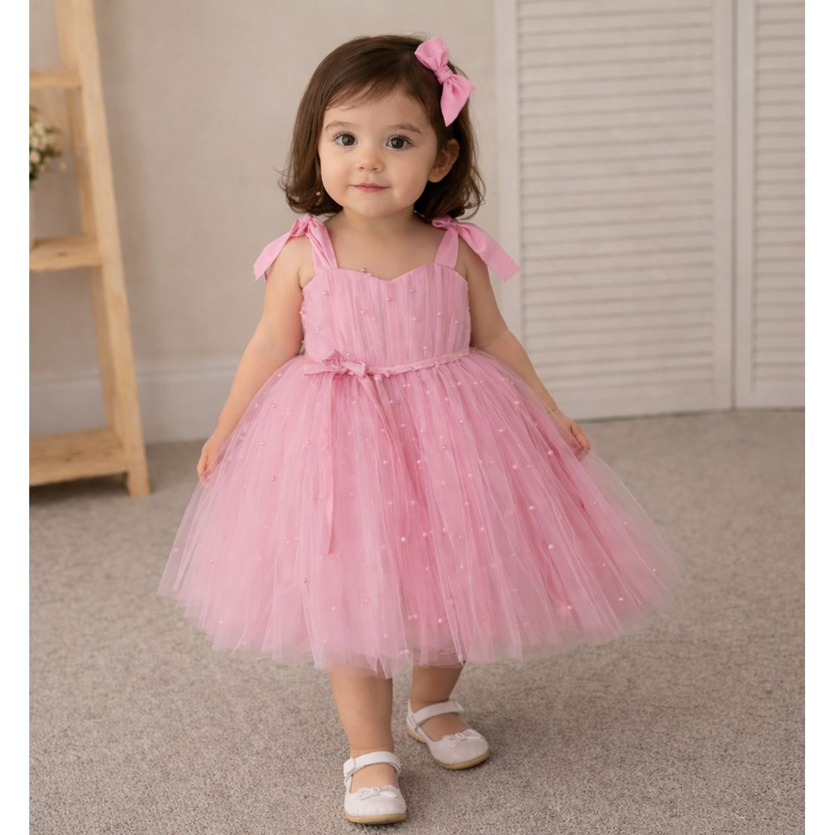 ARELYS - Vestido Niña Princesa Palo Rosa 1 a 2 años