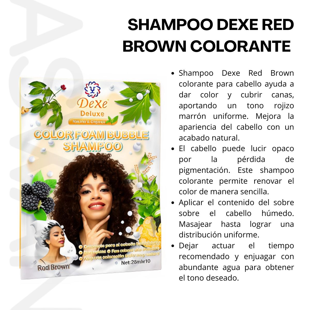 DEXE - Shampoo Dexe red brown colorante para cabello caja x 10 unds
