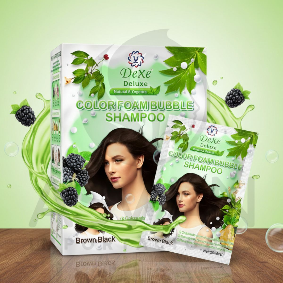 DEXE - Shampoo Dexe brown black colorante para cabello caja x 10 unds