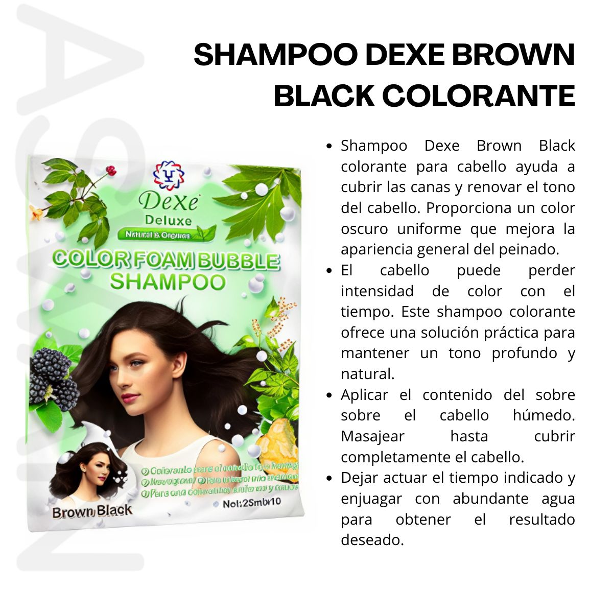DEXE - Shampoo Dexe brown black colorante para cabello caja x 10 unds