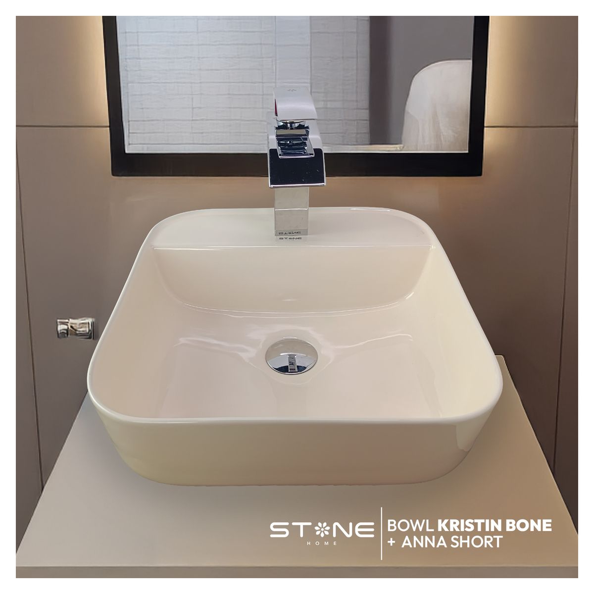 STONE - COMBO BOWL KRISTIN BONE + MEZCLADORA COLLEN SHORT STG-01 STONE + DESAGÜE POP UP DORADO