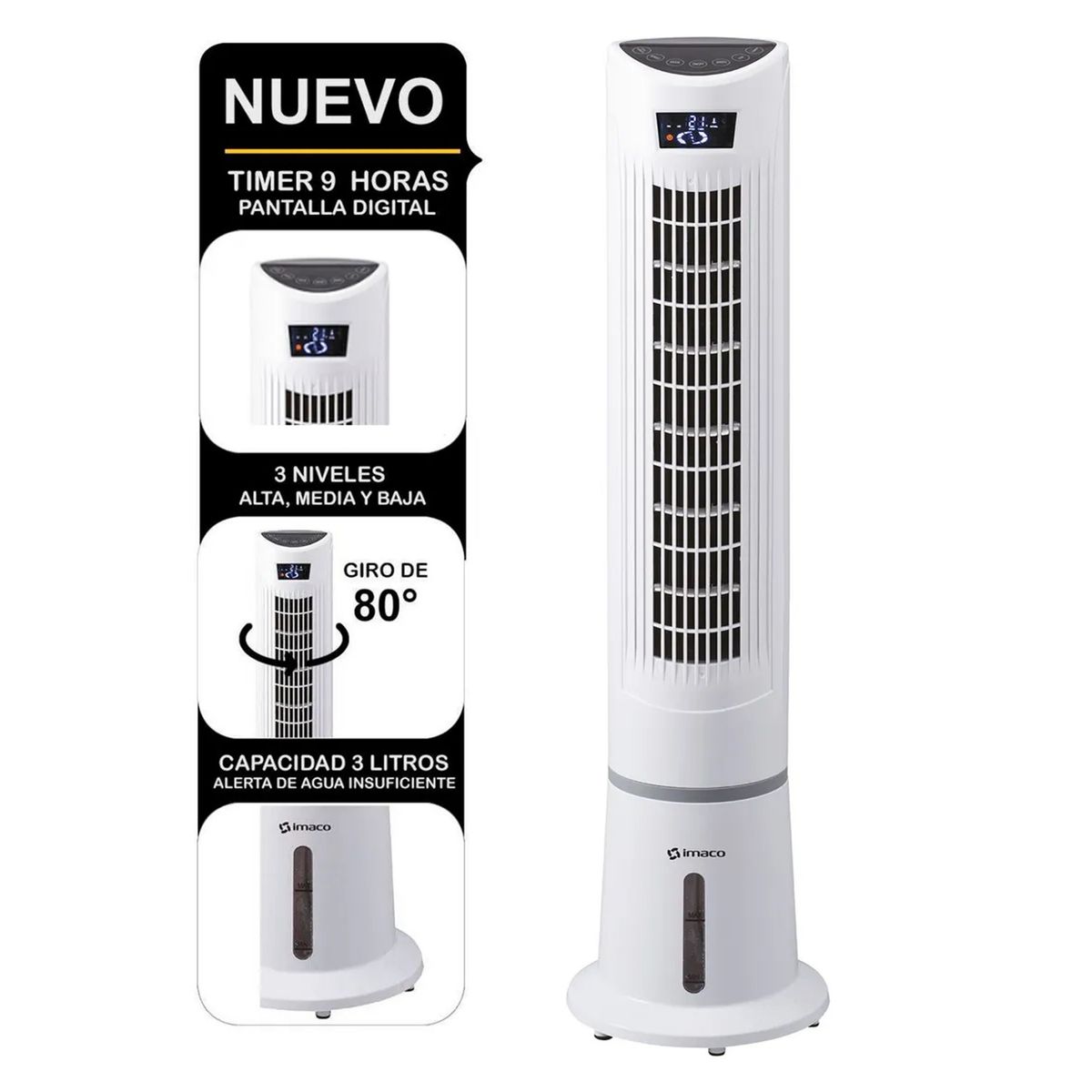 IMACO - Enfriador de Aire Imaco Digital 2 en 1 Humidificador 58W IYS5535