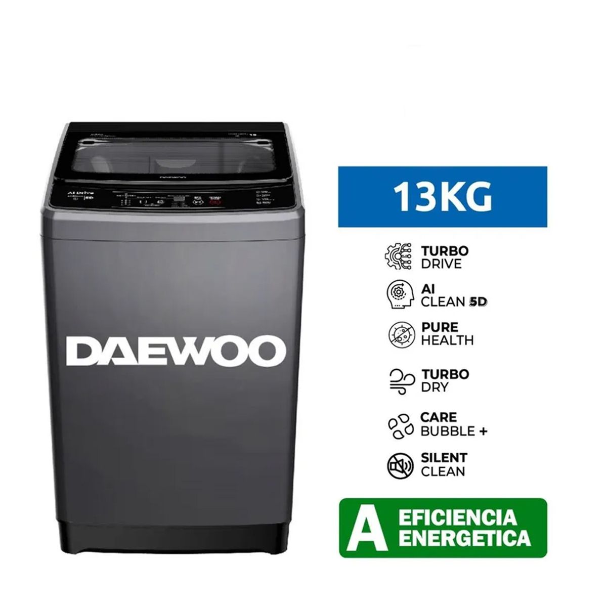 DAEWOO - Lavadora Daewoo 13Kg  Gris Oscuro