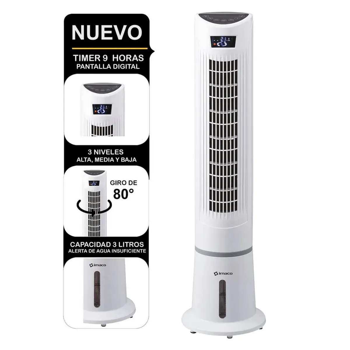 IMACO - Air cooler enfriador y humidificador de aire digital 58w imaco iys5535