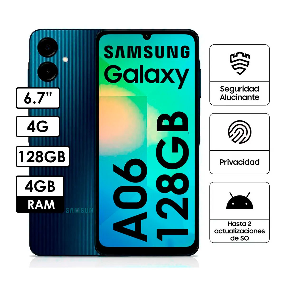 SAMSUNG - CELULAR GALAXY A06 4GB RAM 128GB NEGRO