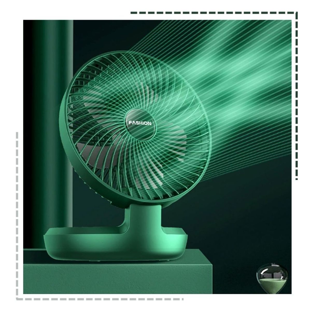 GENERICO - Ventilador Recargable para Escritorio VERDE - BLANCO