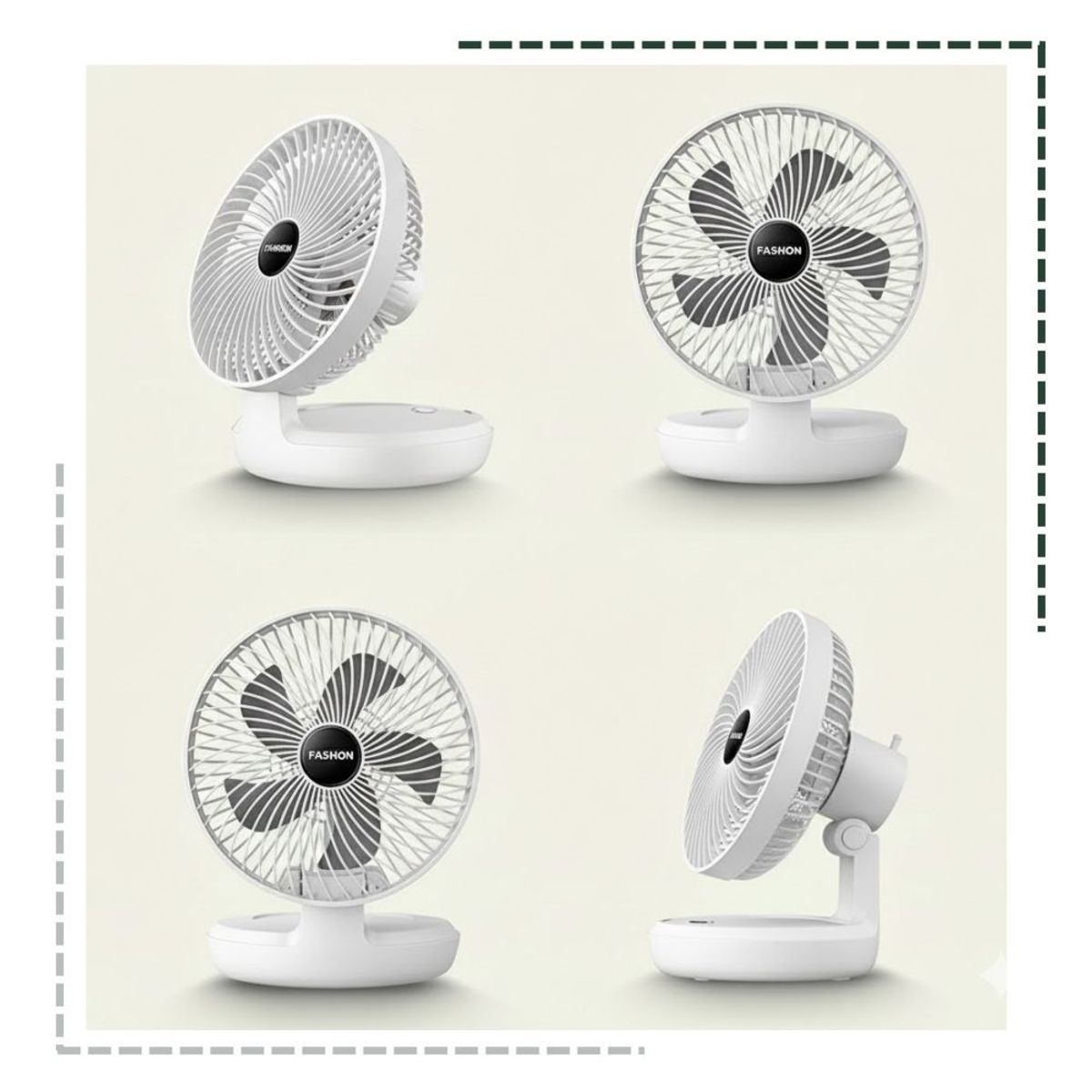 GENERICO - Ventilador Recargable para Escritorio VERDE - BLANCO
