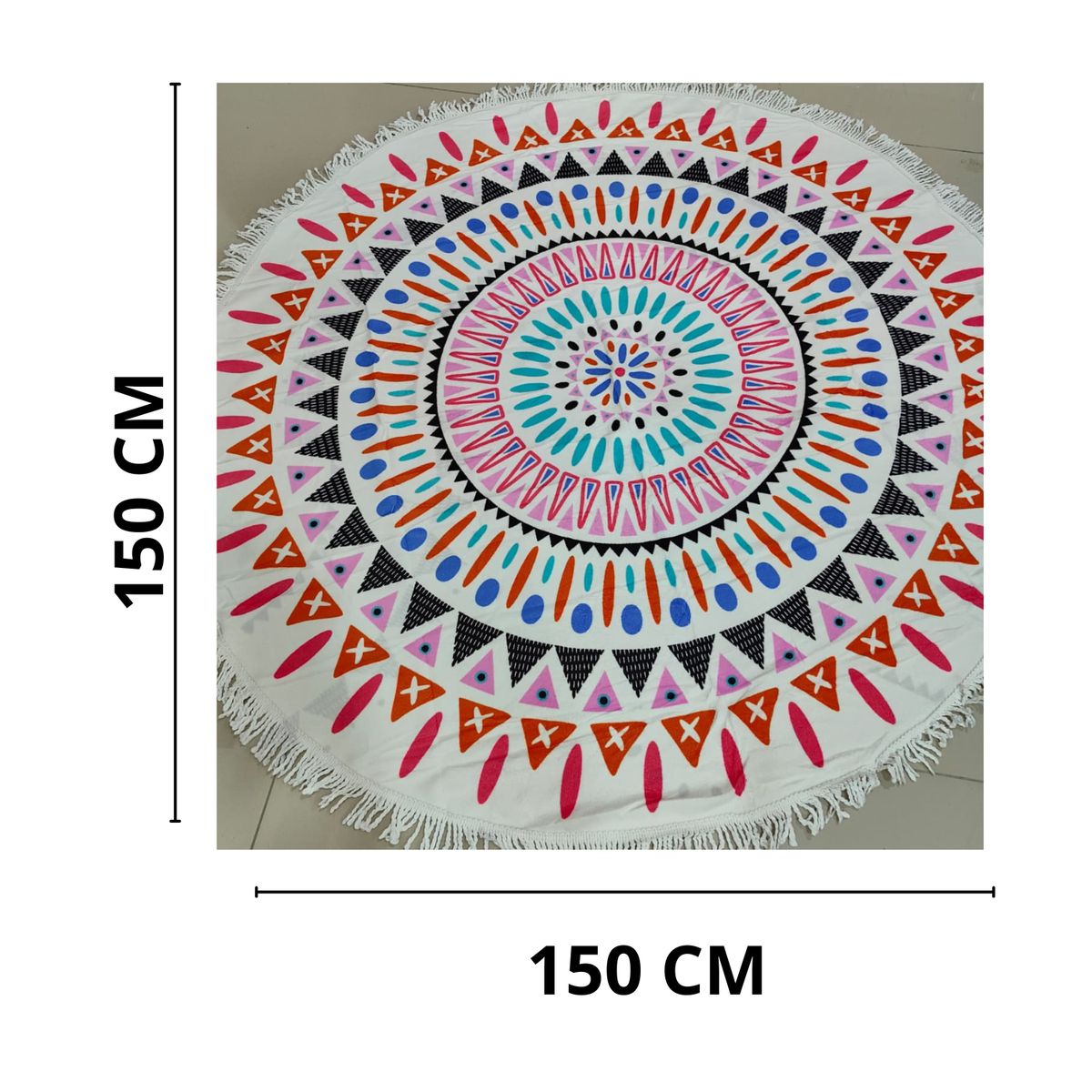 Toalla Redonda Mandala Circular Premium para Playa  Estilo Comodidad y Verano Sin Límites, marca GENERICO - Foto 2
