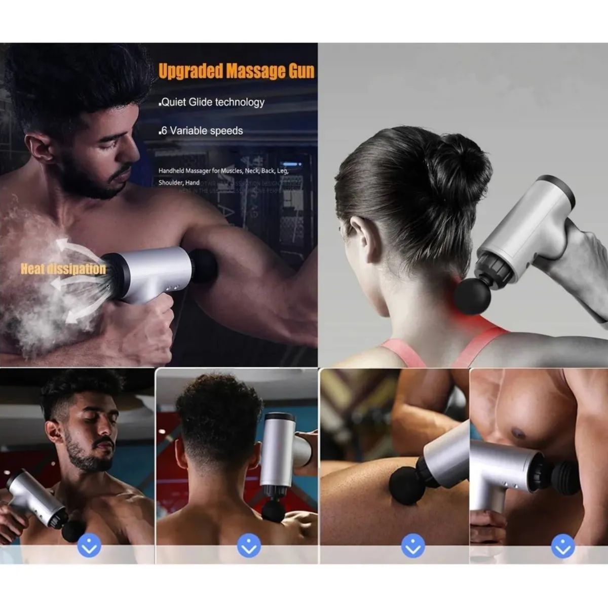 GENERICO - Pistola de Masaje Portátil y Recargable  Recuperación Muscular en Cualquier Lugar