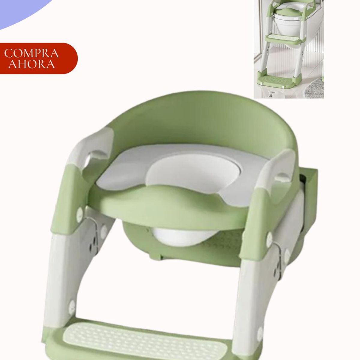 BABY - ESCALERA CON BACÍN DE ENTRENAMIENTO VERDE 2 EN 1 PARA BEBÉ