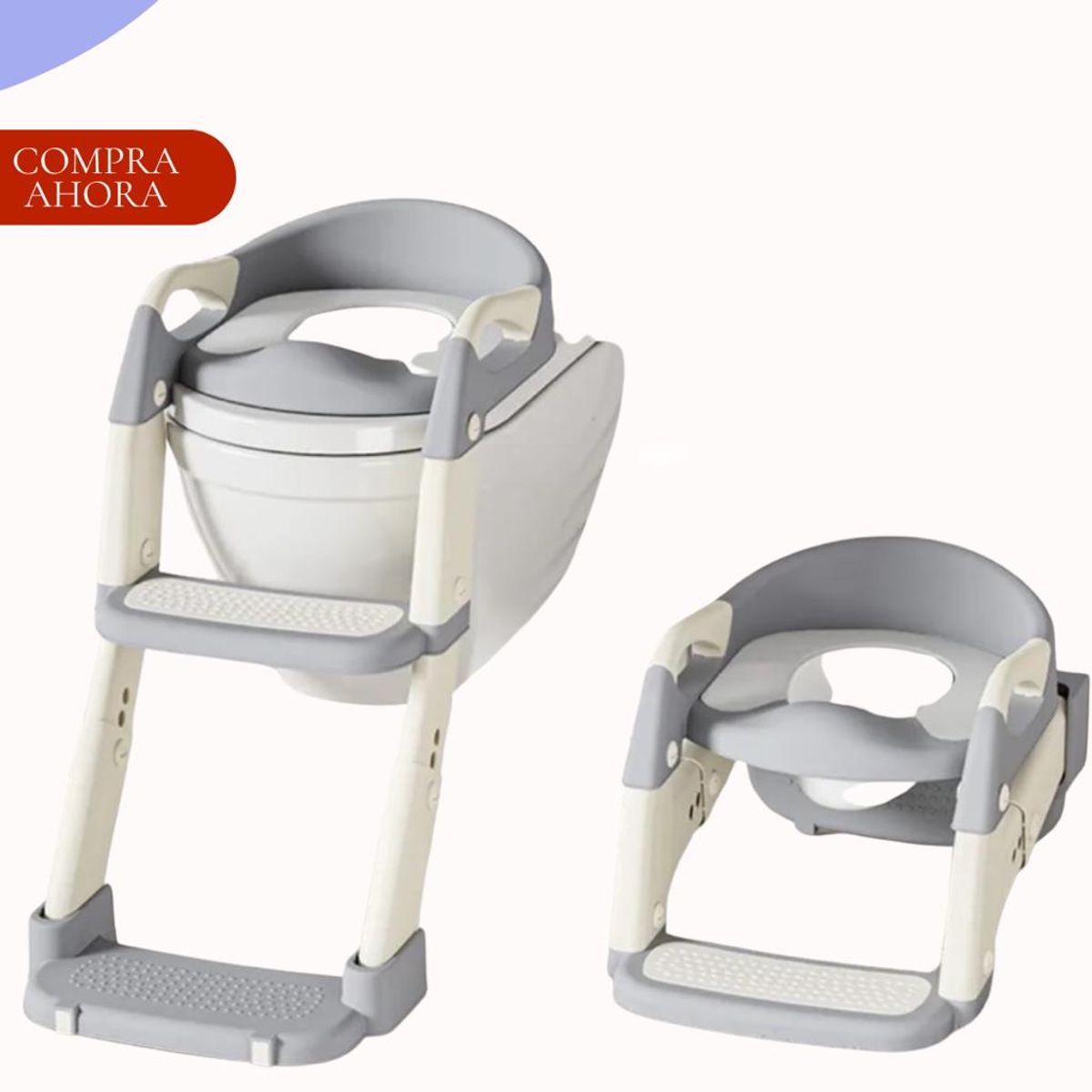 BABY - ESCALERA CON BACÍN DE ENTRENAMIENTO GRIS 2 EN 1 PARA BEBÉ