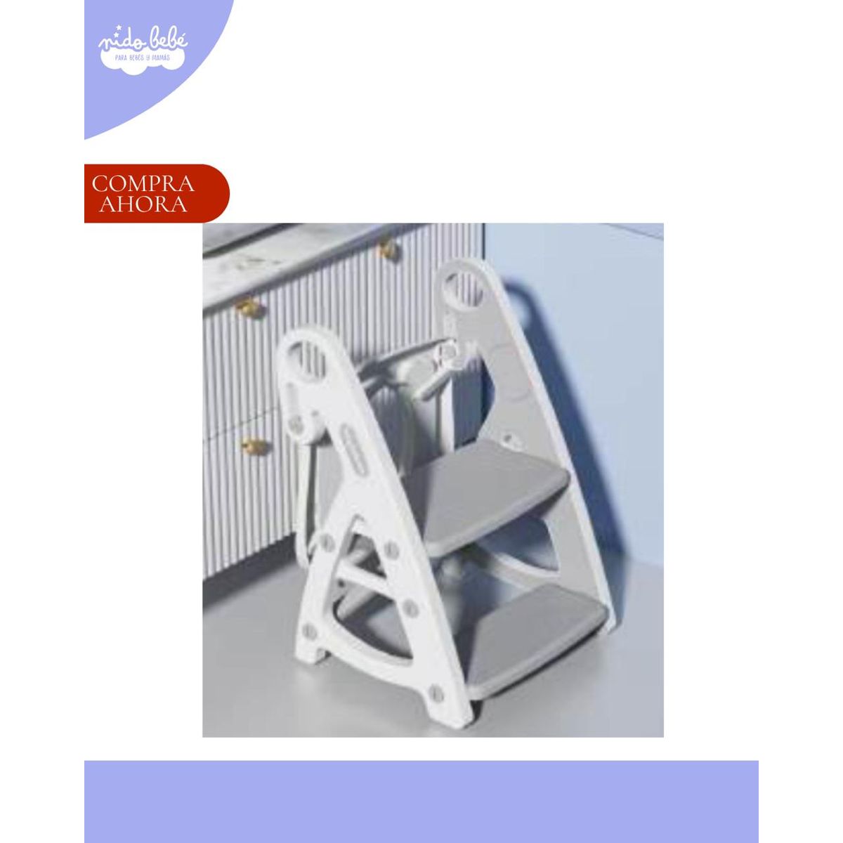 Baby - ADAPTADOR DE LAVADERO CON ESCALAERA PARA NIÑO - COLOR PLOMO