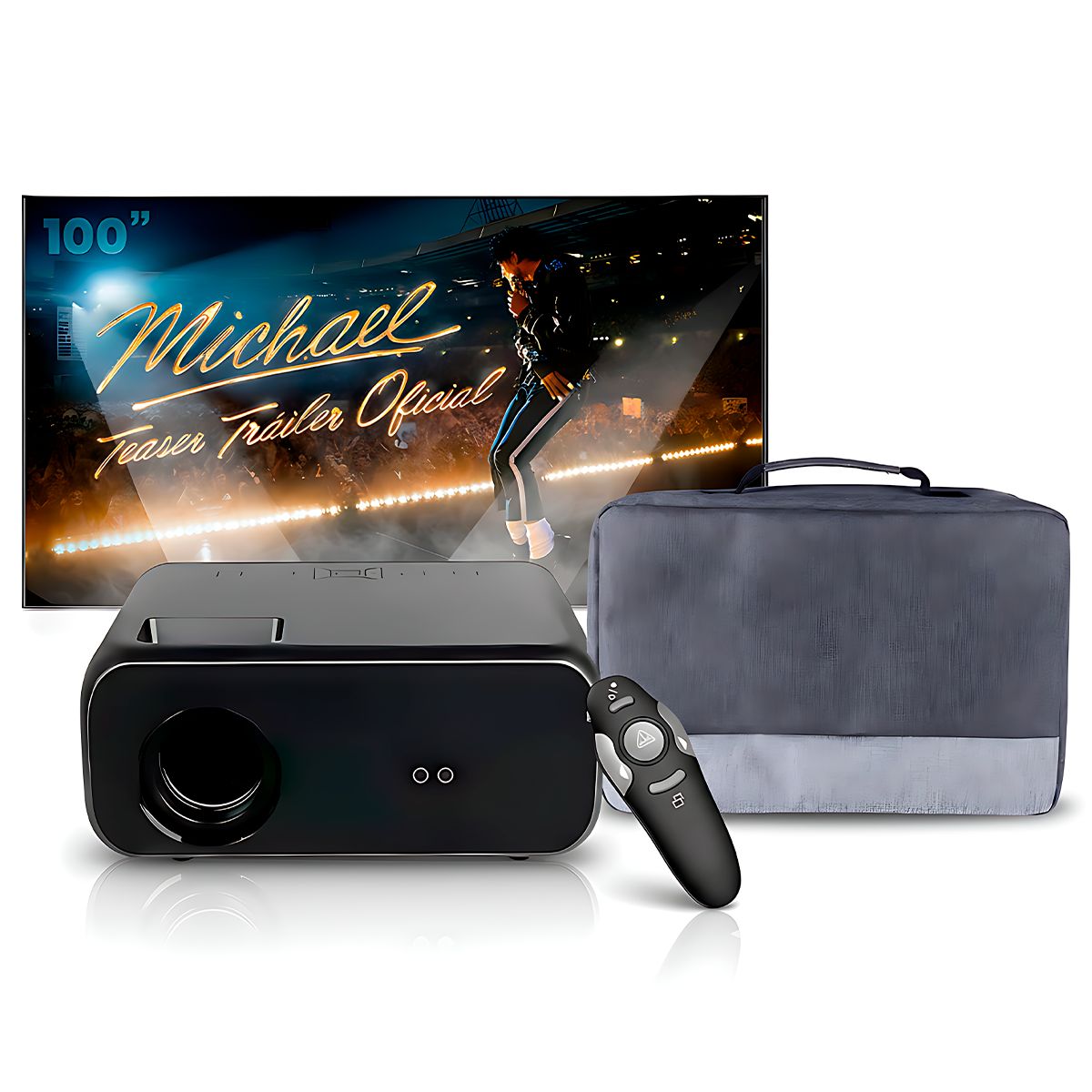 OWLENZ - Proyector Smart SD550 Enfoque Manual + Ecran 100 Pulgadas + Puntero Láser + Bolso de Transporte