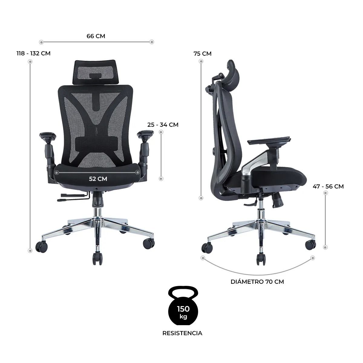 GENERICO - SILLA ERGONOMICA BENI ULTRA NEGRO