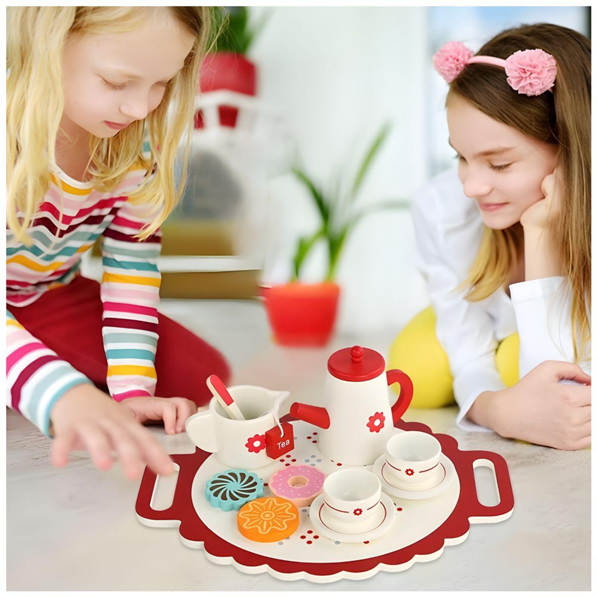 GENERICO - Juego de Té de Madera Didáctico con Accesorios para Niños