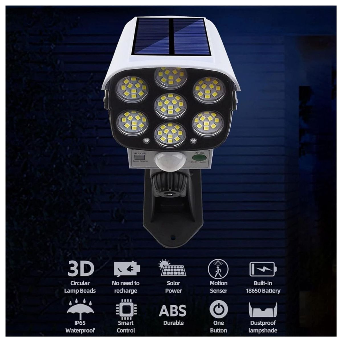 GENERICO - Set de 2 Reflectores Solares Tipo Cámara de Seguridad con Control Remoto - 77 SMD LED