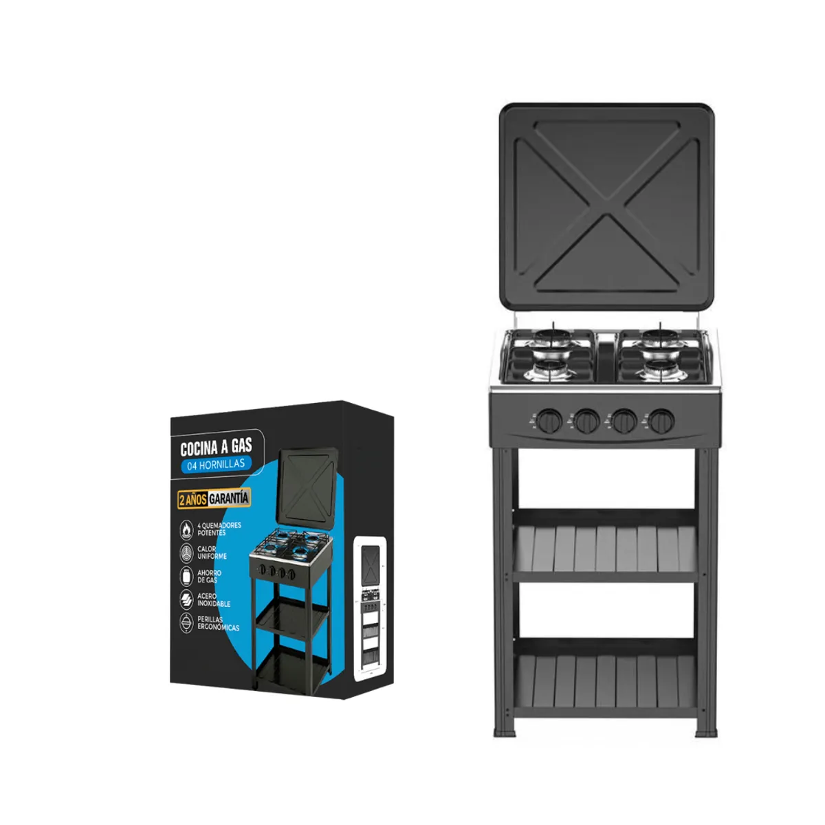GENERICO - Cocina a Gas Alta de 4 Hornillas