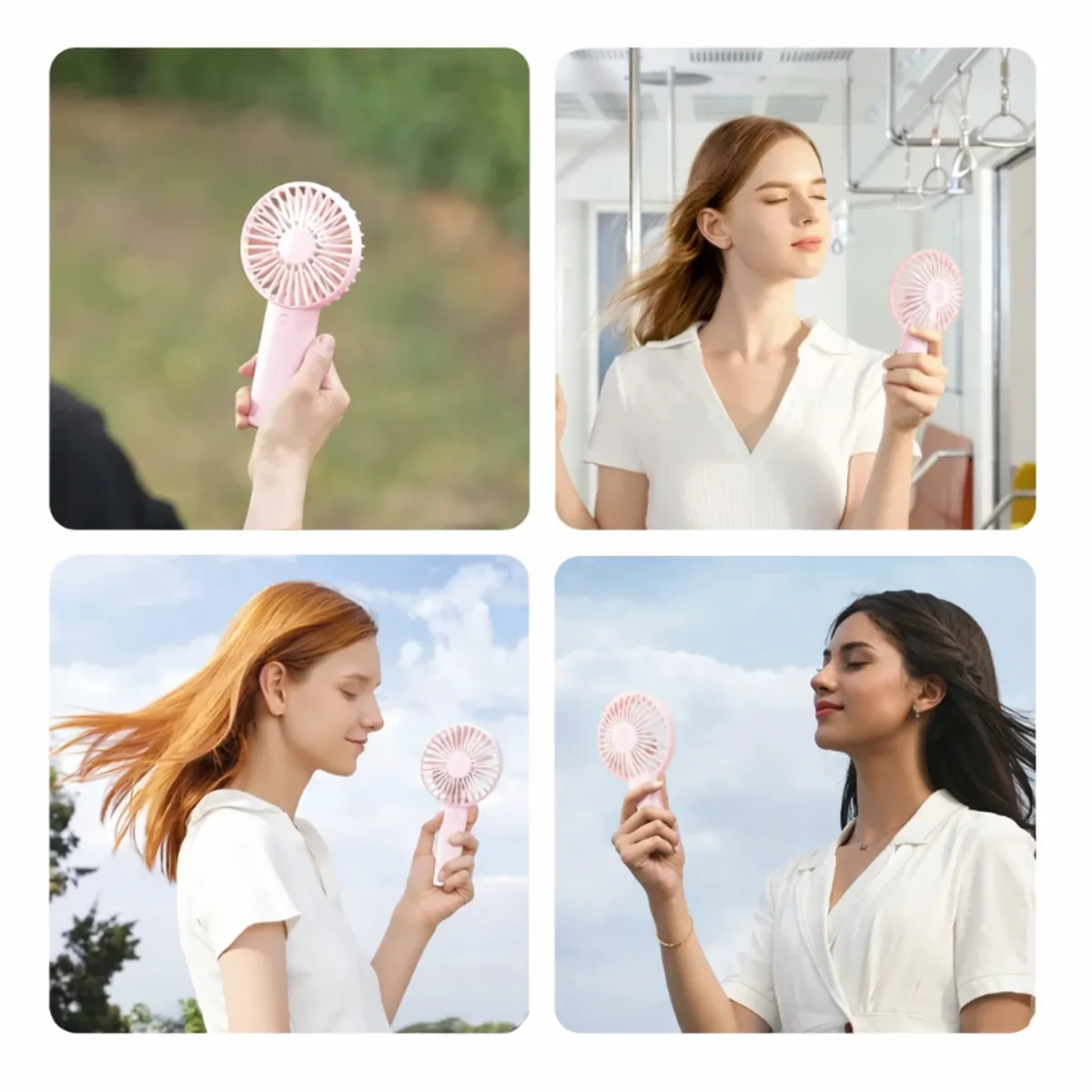 GENERICO - Mini Ventilador Rosado Con Soporte Celular 3 Velocidades Silencioso