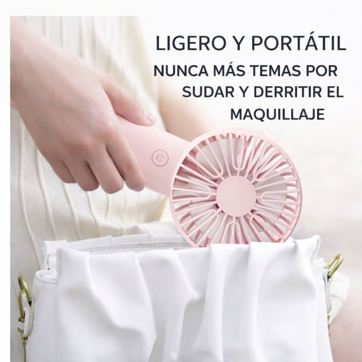 GENERICO - Ventilador Portátil Rosado Con Soporte Para Celular Ligero Y Potente