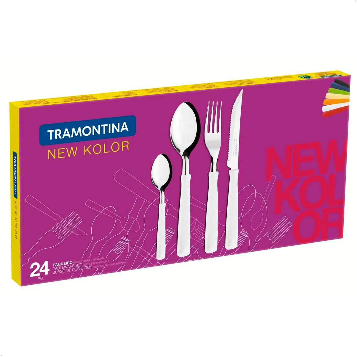 TRAMONTINA - Juego De Cubiertos Tramontina 23199 24 Piezas New Kolor
