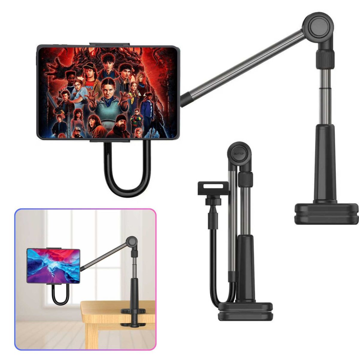 SEISA - Brazo Articulado Flexible 360° para Tablet Celular Base Escritorio para Cama y  Oficina