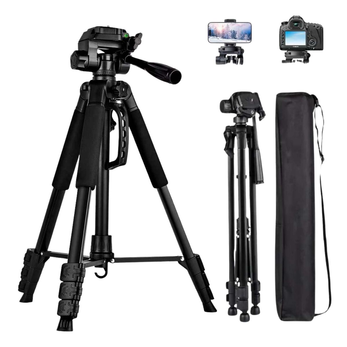 SEISA - Tripode Profesional 183cm Aluminio para Camara Canon Nikon Celulares +  Estuche Vlogging Fotografía