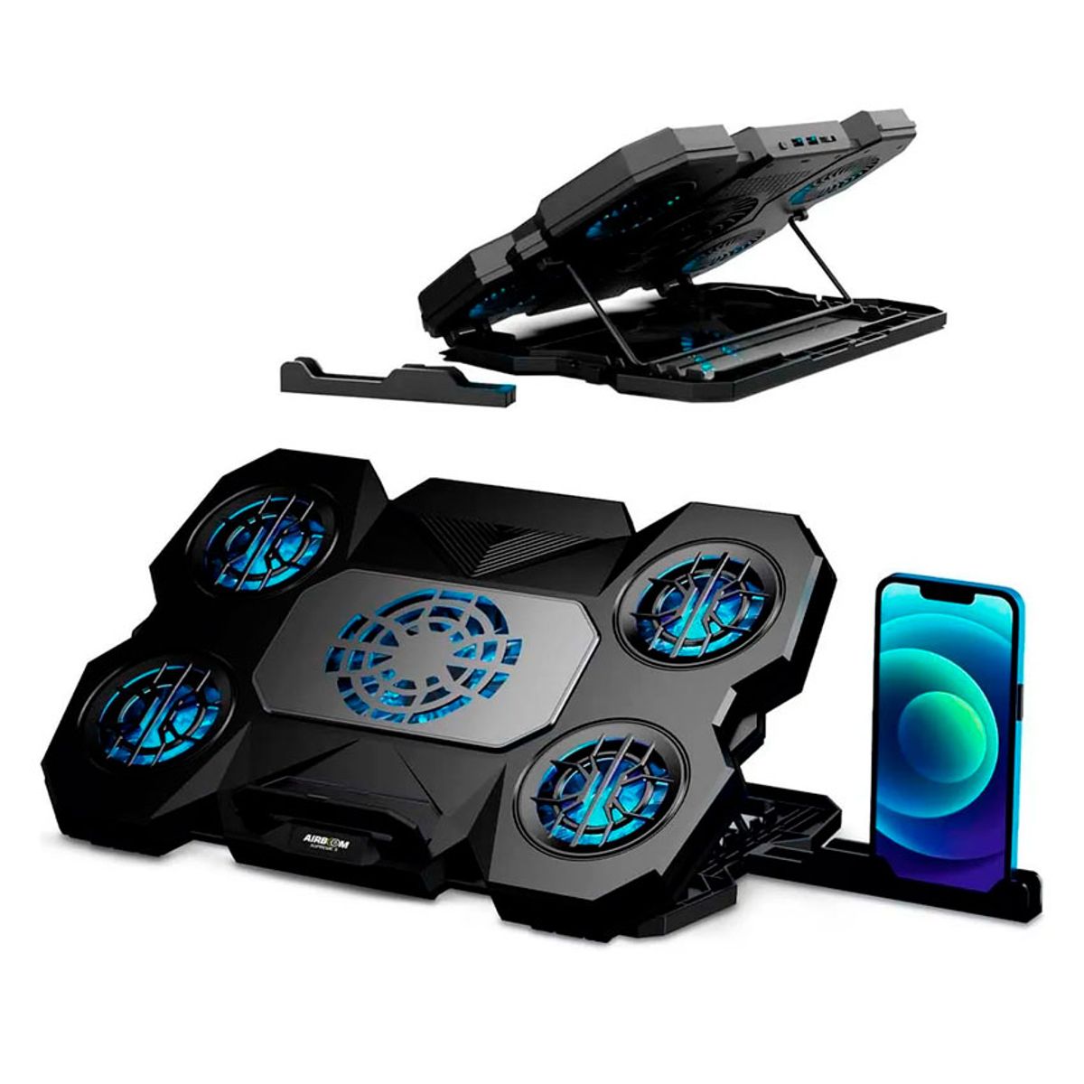 AIRBOOM - Cooler Airboom Supreme AB034 para Laptop 17” con 5 Ventiladores LED Azul