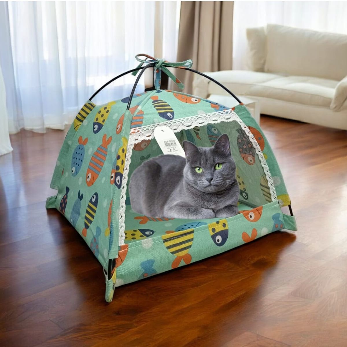 GENERICO - CASA CARPAS PARA MASCOTAS - TALLA M - VERDE AGUA