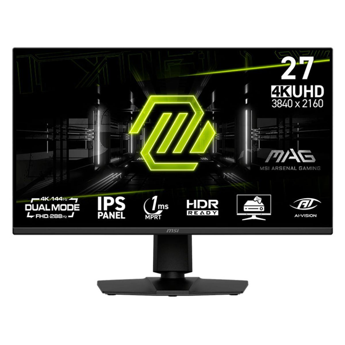 MSI - Monitor MSI MAG 275UPD E14 27 Dual Mode - 4K UHD 144Hz  FHD 288Hz - 1ms IPS PLANO